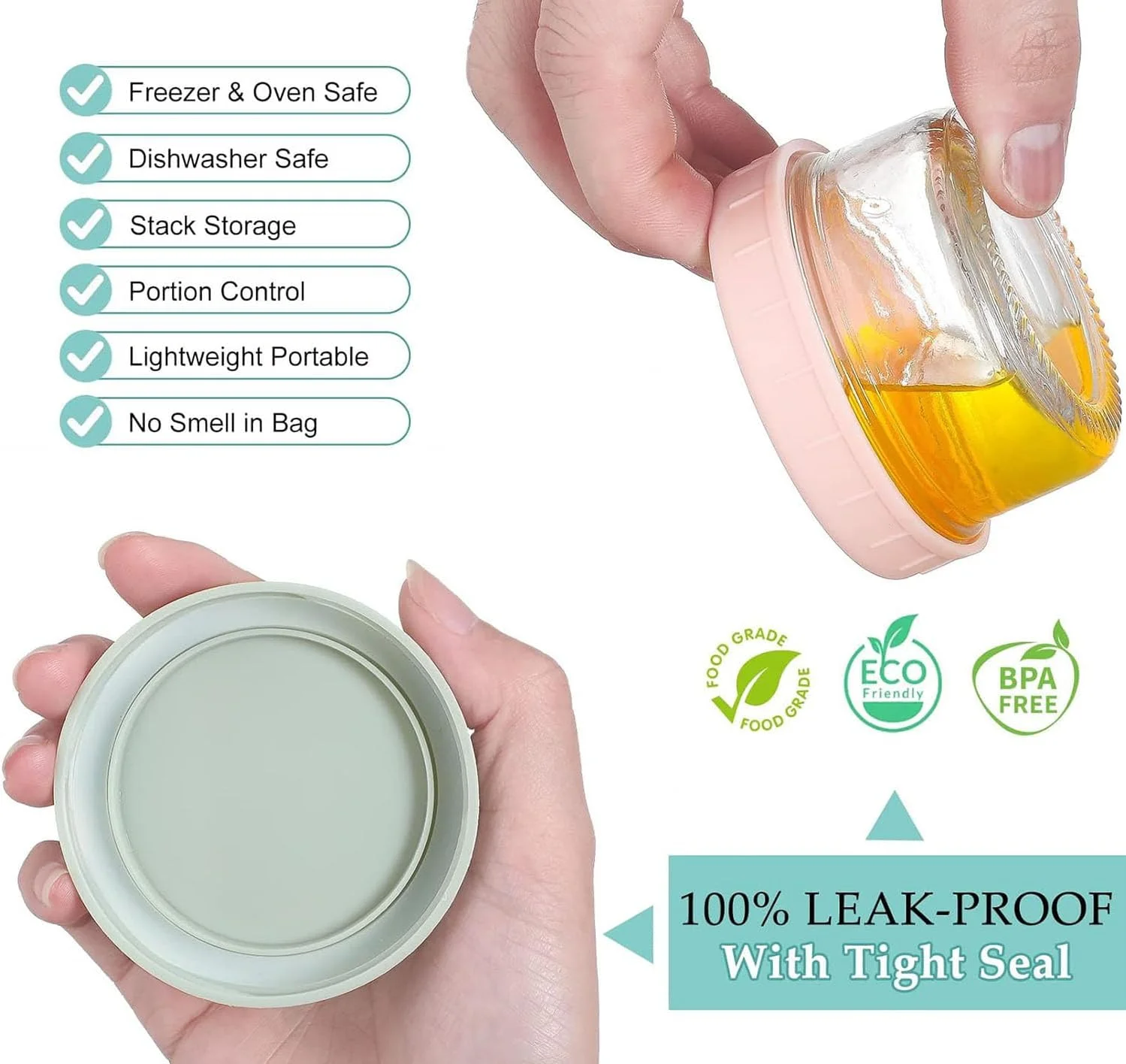 ظروف سس سالاد، فنجان های شیشه ای 80 میلی لیتری با درب، بسته 6 عددی، ضد نشت و قابل استفاده مجدد، برای جدا کردن سس ها، پیک نیک و مسافرت ظروف سس سالاد، فنجان های شیشه ای 80 میلی لیتری با درب، بسته 6 عددی، ضد نشت و قابل استفاده مجدد، برای جدا کردن سس ها، پیک نیک و مسافرت