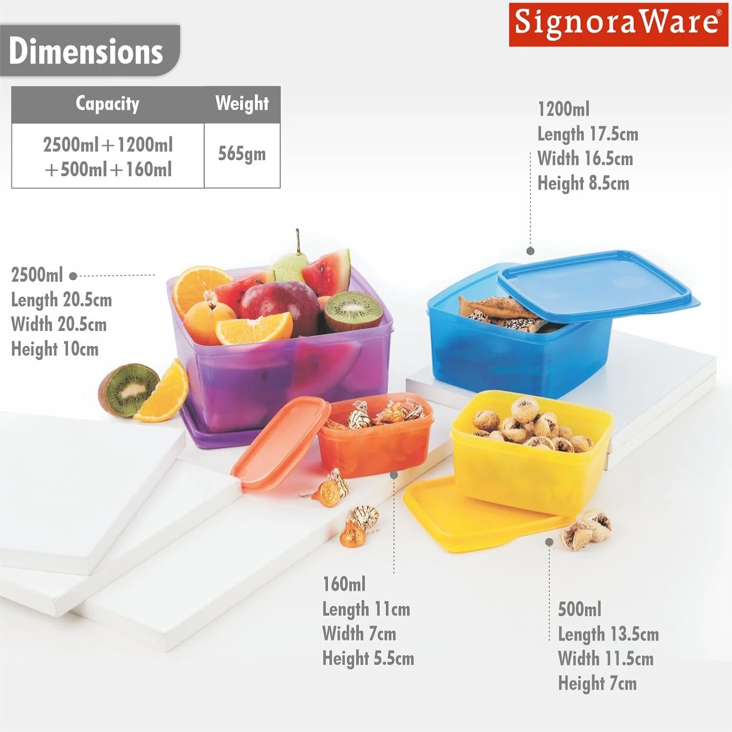 ظروف نگهداری مواد غذایی پلاستیکی SignoraWare Fresh Tab مناسب آشپزخانه | قابل استفاده در فریزر و مایکروویو و ضد نشت