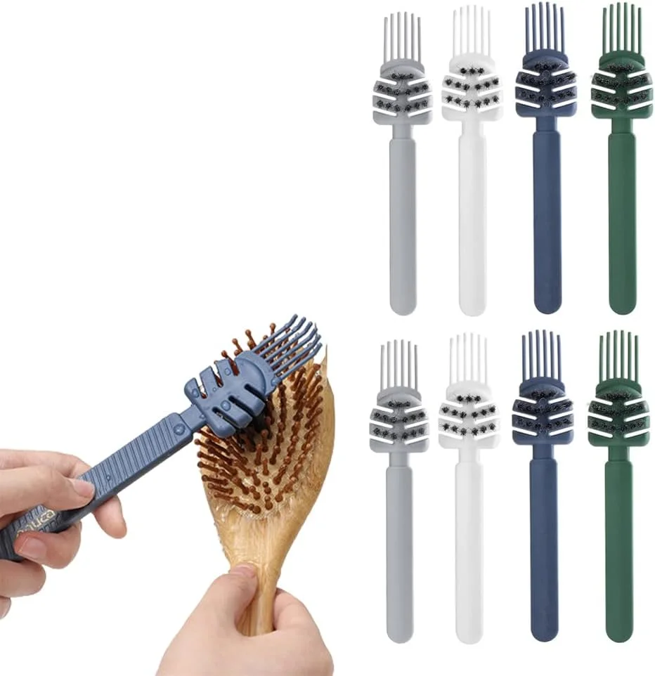 ابزار تمیز کننده برس مو Azonee، بسته 8 عددی، ابزار تمیز کننده شانه 2 در 1، چنگک ابزار تمیز کننده برس مو، برای از بین بردن گرد و غبار مو، مناسب برای استفاده در خانه و سالن، 4 رنگ