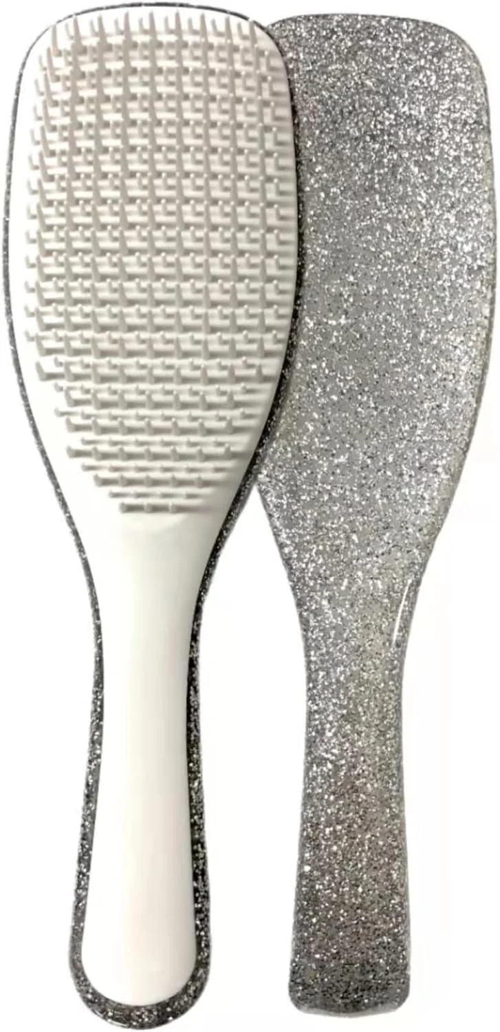 BananaHome The Wet Detangler, Detangling Hair Brush, ​Massage Curl Comb for Natural Curly Wet Dry Thick Straight Long Hair (Silver white)