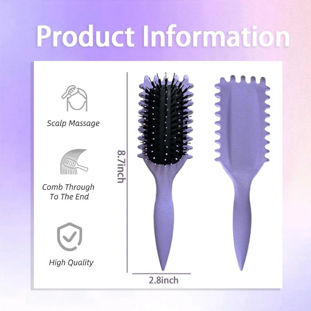 برس حالت دهنده مو فر BananaHome، برس حالت دهنده مو فرفری برای باز کردن گره، شانه کردن، حالت دادن و مشخص کردن فرها برای زنان و مردان، کشش کمتر، کاهش کشیدگی و جدا کردن فرها (بنفش)