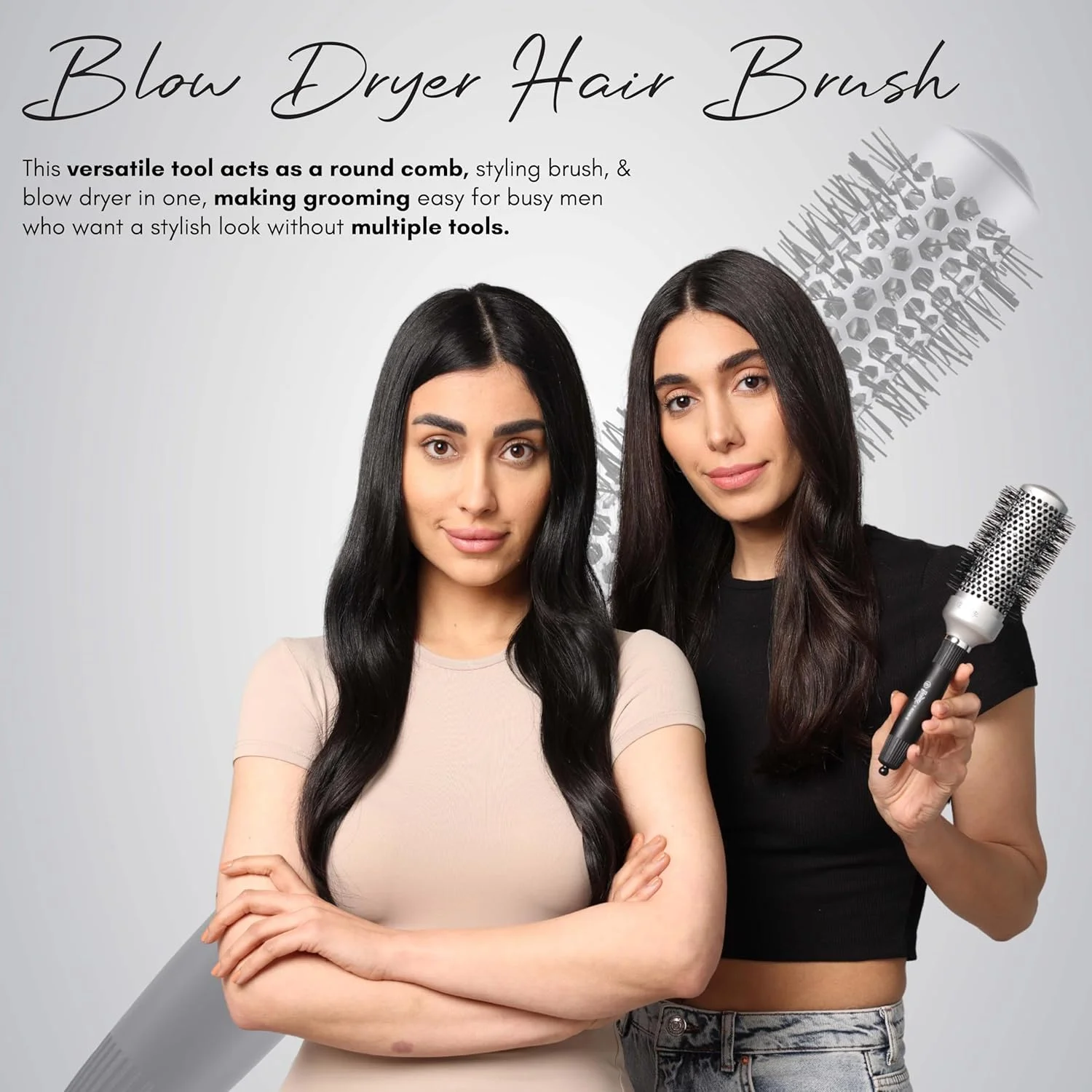 شانه مو بیوتی سکرتز برای زنان، برس مو، برس مو گرد، برس سشوار، ابزار حالت دهنده مو، شانه گرد برای مردان، برس حالت دهنده مو، فرها را فنری، مشخص و پرحجم می کند