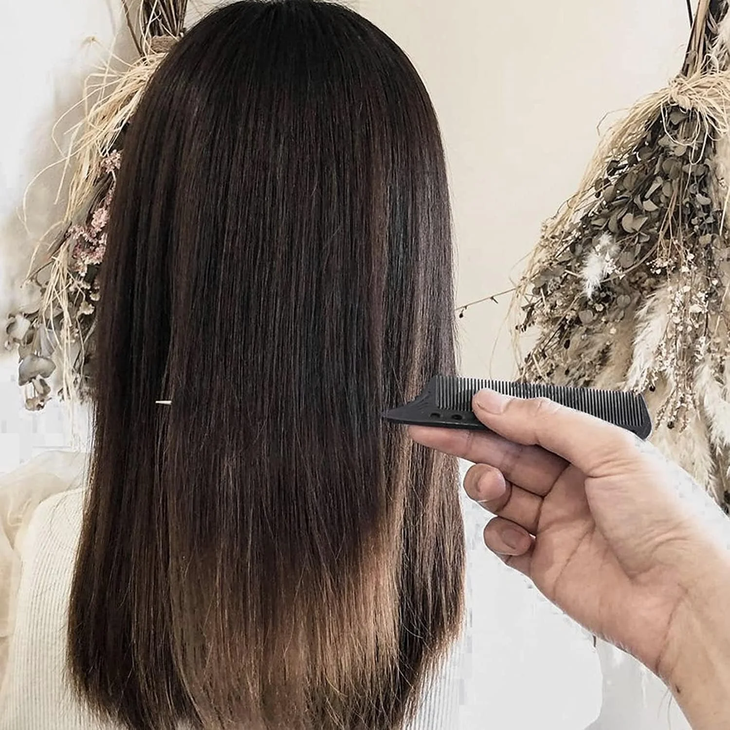 BananaHome 3 Pcs Slick Brush Set,Hair Styling Comb,Bristle Hair Brush Teasing Comb Edge Hair Brush Grooming Combs Sturdy Rat Tail Comb for Women Men Kids' Hair… (3pcs Black)