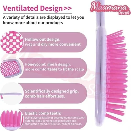 برس باز کننده گره مو BananaHome، شانه ماساژ فر برای موهای فر طبیعی خیس خشک ضخیم صاف بلند (سبز قرمز)