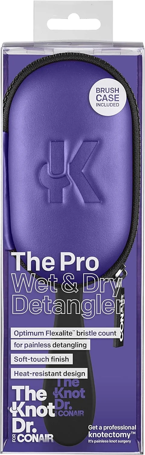 برس باز کننده گره مو کان ایر مدل The Knot Doctor Pro با محفظه بنفش، مناسب موهای خیس یا خشک، 1 عدد