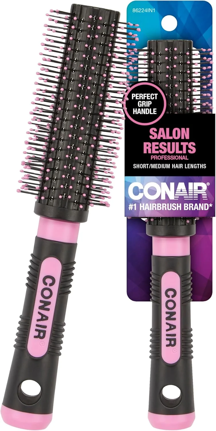 برس گرد مو کان ایر مدل Salon Results - برس مو برای حالت دادن - برس سشوار - دارای موهای نایلونی - حجم و پرپشتی می بخشد - مناسب برای تمام طول موها - صورتی/مشکی