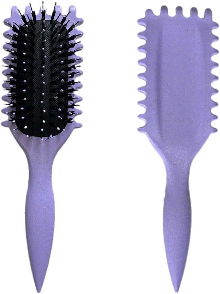 برس حالت دهنده مو فر BananaHome، برس حالت دهنده مو فرفری برای باز کردن گره، شانه کردن، حالت دادن و مشخص کردن فرها برای زنان و مردان، کشش کمتر، کاهش کشیدگی و جدا کردن فرها (بنفش)