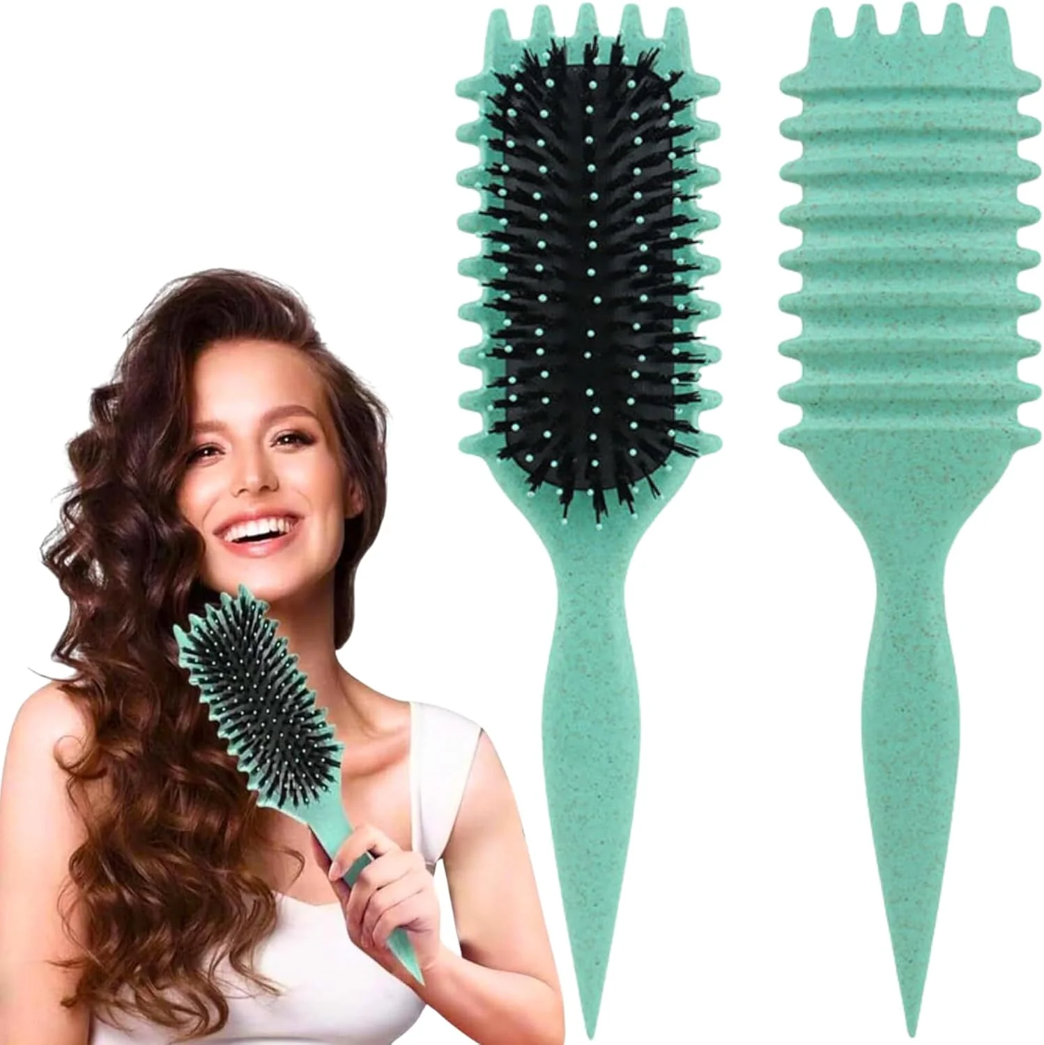 برس حالت دهنده فر برای موهای فر - برس باز کننده گره موی خشک و مرطوب، کاهش کشیدگی و جدا شدن، حالت دهی طبیعی برای شکل دادن و مشخص کردن فرها