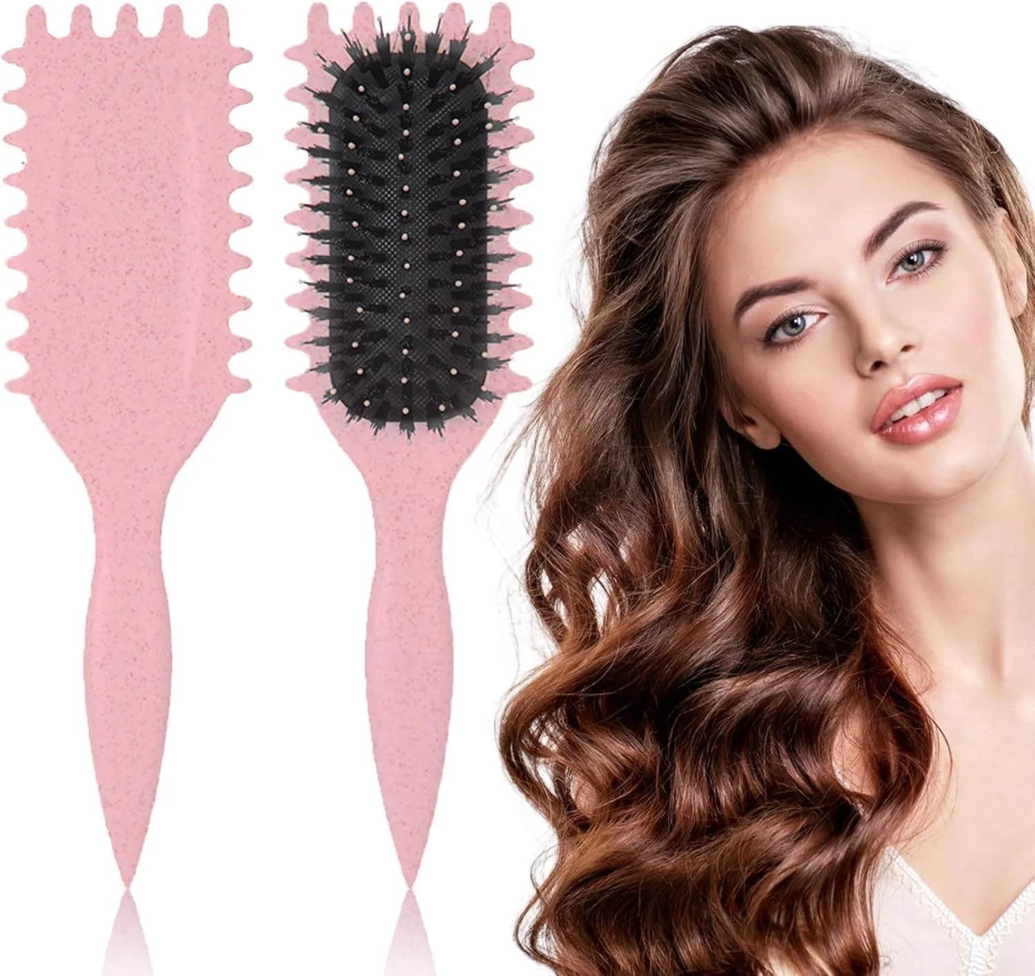 برس فر کننده مو دفسدار، برس موی آنتی استاتیک، برای شانه کردن و حالت دادن به موی مردانه و زنانه (صورتی)