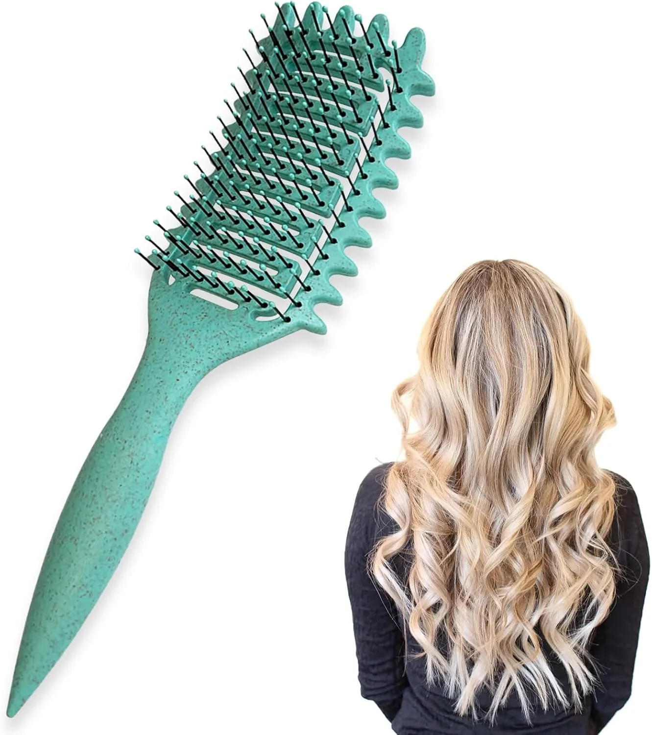 برس حالت دهنده فر، برس حالت دهنده موهای فر، برس حالت دهنده برای باز کردن گره، شکل دادن و مشخص کردن فرها برای زنان و مردان، کاهش کشیدگی و جدا شدن فرها برای فرهای مشخص، هدیه برای زنان، سبز