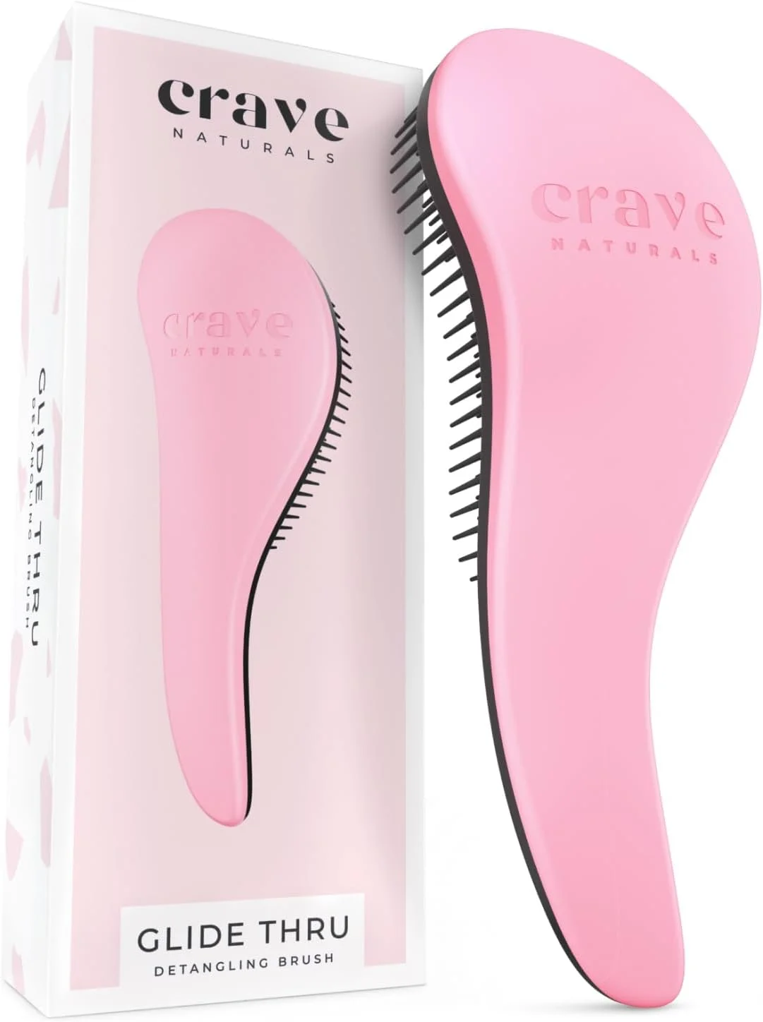 برس باز کننده گره مو Crave Naturals BIGGIE Glide Thru - برس و شانه باز کننده گره مو برای موهای فر، طبیعی، صاف، خیس یا خشک (صورتی)