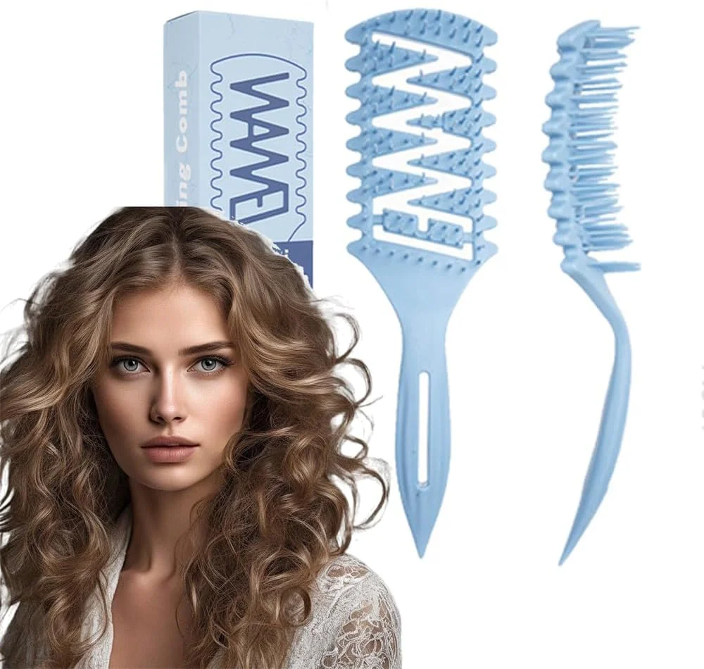 برس حالت دهنده فر - برس موی منفذ دار Azonee برای شکل دادن و حالت دادن به موهای فر، مناسب برای زنان و مردان، 1 عدد (آبی تیره)