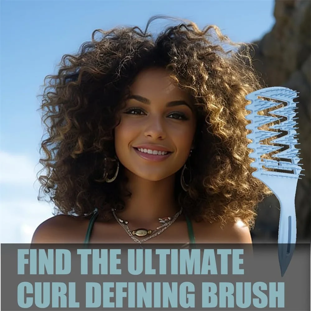 برس حالت دهنده فر - برس موی منفذ دار Azonee برای شکل دادن و حالت دادن به موهای فر، مناسب برای زنان و مردان، 1 عدد (آبی تیره)