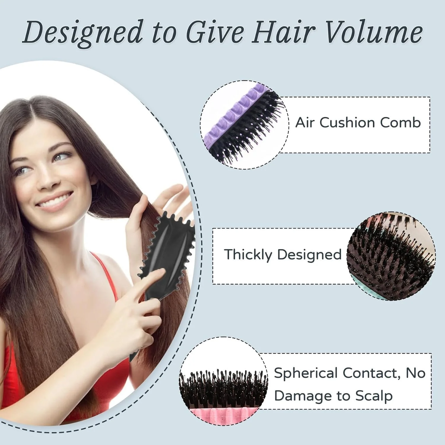 برس فر کننده مو دفسدار، برس موی آنتی استاتیک، برای شانه کردن و حالت دادن به موی مردانه و زنانه (صورتی)