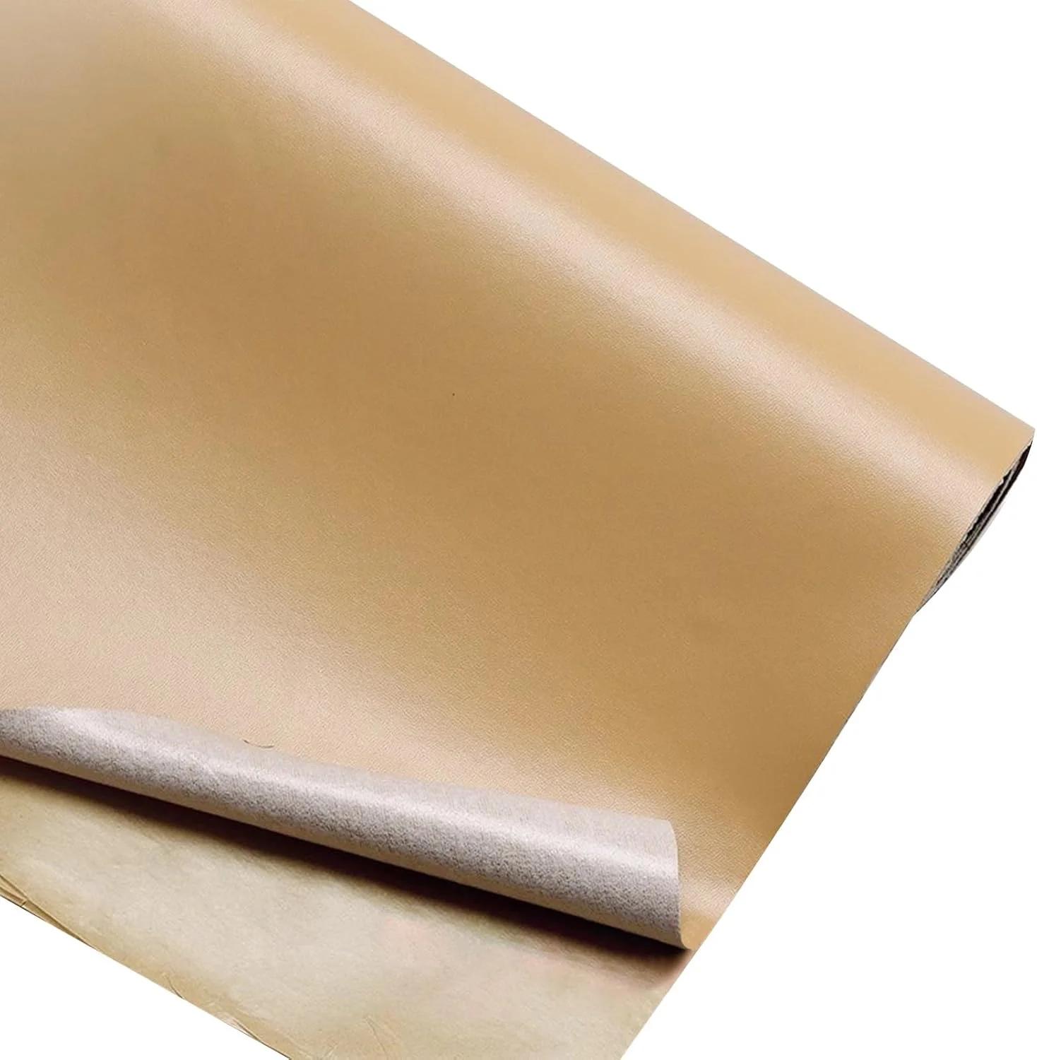تکه چرمی تعمیراتی با بافت ناپا، 50x138 سانتی متر، نوار چرمی خود چسب قابل برش برای مبلمان (خاکی)
