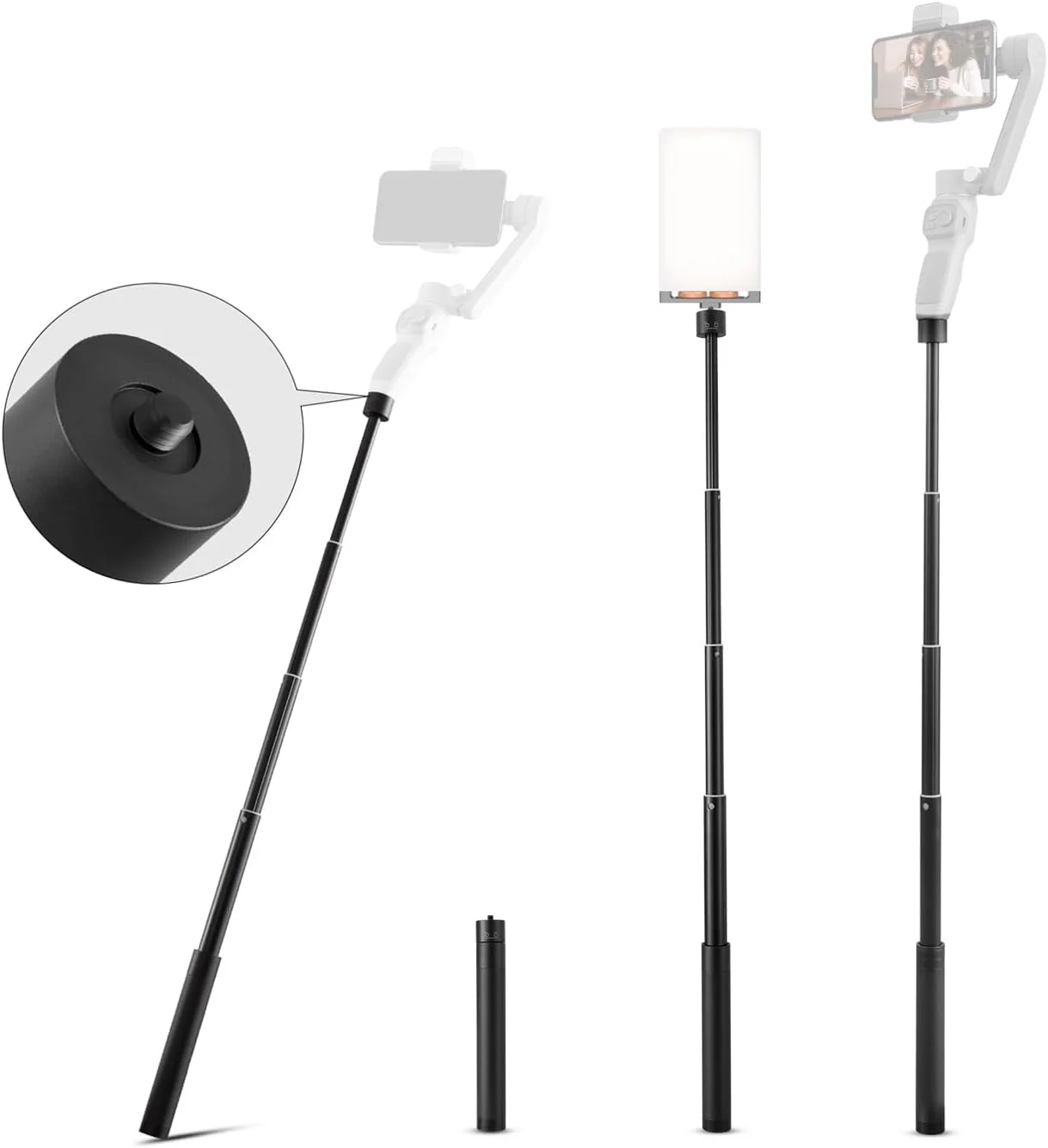 میله افزایش طول گیمبال ZHIYUN، میله افزایش طول 29 اینچی برای تثبیت کننده گیمبال، مونوپاد سلفی قابل تنظیم با رزوه 1/4 اینچی سازگار با DJI OM 6/5/4/ Smooth 5 Q3 4/GoPro Vlog Pocket/Go 2 EVO Action Camera