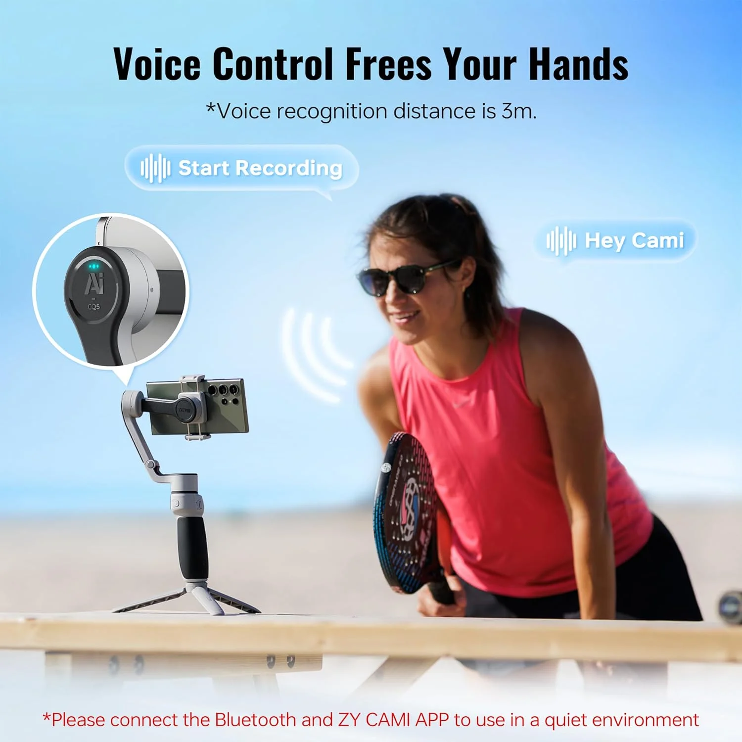 استابلایزر گیمبال گوشی هوشمند ZHIYUN CINEPEER CQ5 COMBO [اورجینال]، گیمبال 3 محوره با ردیاب هوش مصنوعی، نور مغناطیسی، میله افزایش طول، کنترل صوتی، مناسب برای آیفون و اندروید