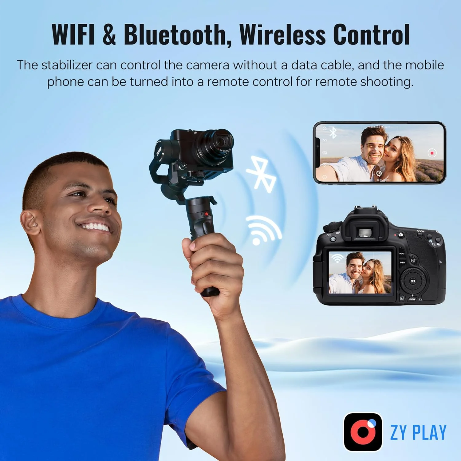 لرزشگیر گیمبال ژیون کرین M2 [رسمی]، تثبیت کننده 3 محوره دوربین برای دوربین های اکشن، GoPro، دوربین های بدون آینه و تلفن های هوشمند - به همراه گیره تلفن هوشمند و سه پایه