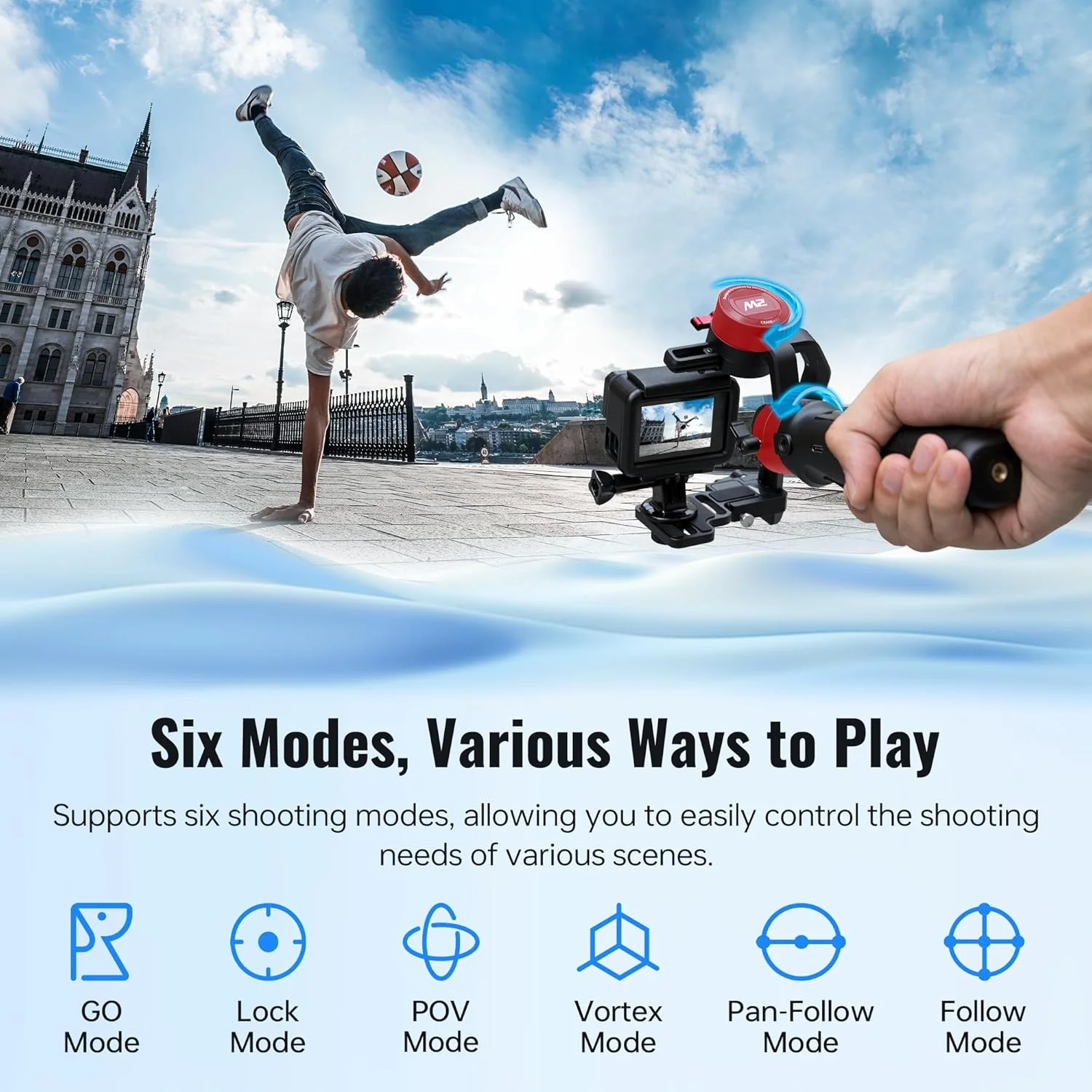 لرزشگیر گیمبال ژیون کرین M2 [رسمی]، تثبیت کننده 3 محوره دوربین برای دوربین های اکشن، GoPro، دوربین های بدون آینه و تلفن های هوشمند - به همراه گیره تلفن هوشمند و سه پایه