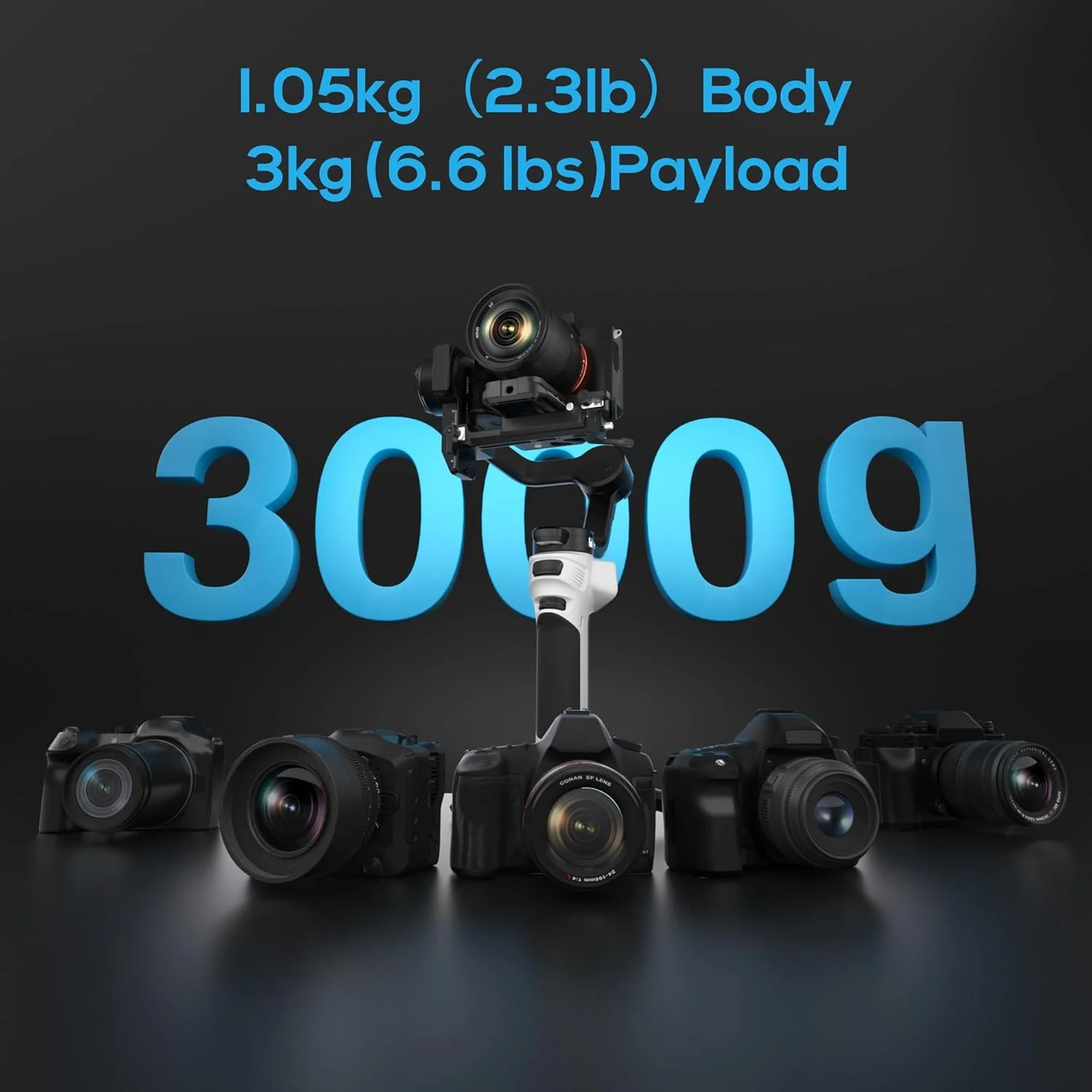 ZHIYUN CINEPEER Weebill 3E [رسمی]، تثبیت کننده گیمبال سبک وزن 3 محوره برای دوربین های DSLR و بدون آینه Canon/Sony/Panasonic/Nikon، بارگیری 3 کیلوگرمی، فیلمبرداری عمودی بومی، کنترل شاتر بلوتوث