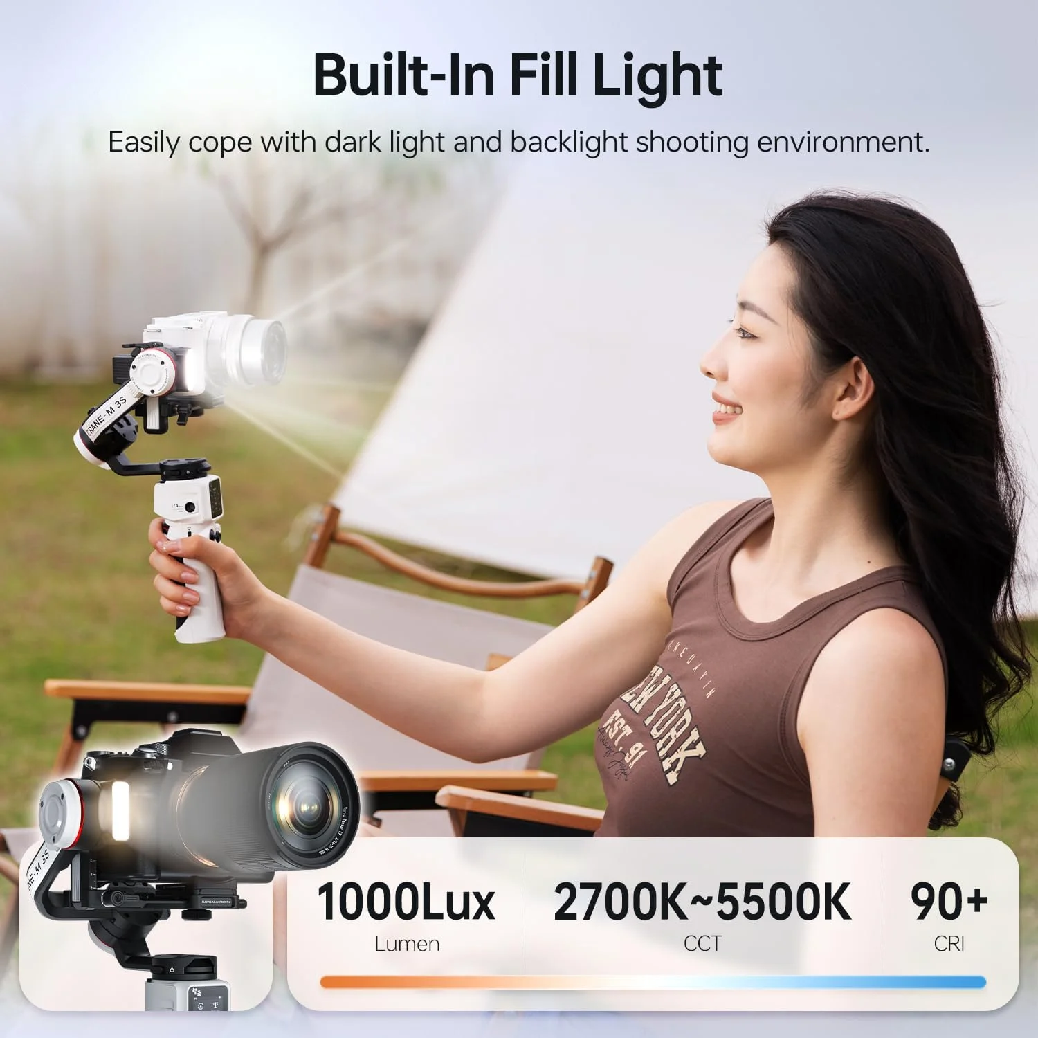 لرزشگیر دوربین 3 محوره ZHIYUN Crane M3S [اورجینال]، نور تقویت کننده، بلوتوث بی سیم، گیمبال دوربین بدون آینه جمع و جور، دوربین های اکشن جمع و جور، تلفن هوشمند، 700 گرم