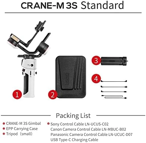 لرزشگیر دوربین 3 محوره ZHIYUN Crane M3S [اورجینال]، نور تقویت کننده، بلوتوث بی سیم، گیمبال دوربین بدون آینه جمع و جور، دوربین های اکشن جمع و جور، تلفن هوشمند، 700 گرم