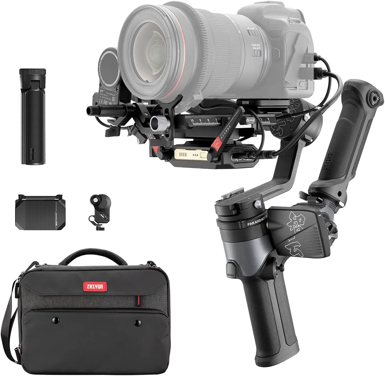 لرزشگیر دوربین 3 محوره ZHIYUN WEEBILL 2 Pro برای دوربین های DSLR و بدون آینه سازگار با Nikon، Sony، Panasonic، Canon، Fuji، Blackmagic 6K و 4K، صفحه نمایش لمسی رنگی 2.88 اینچی