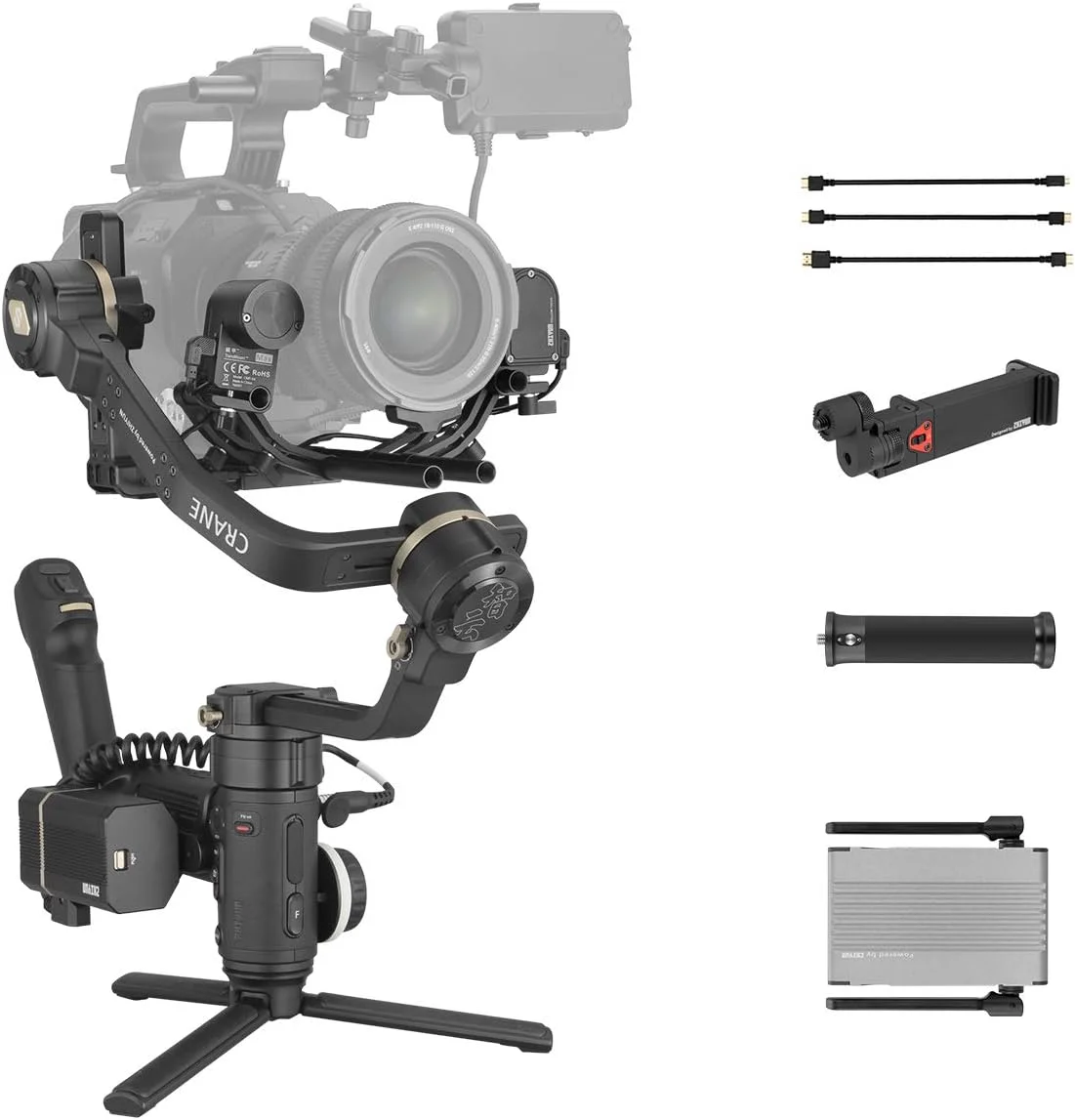 کیت حرفه ای ژیون کرین 3S [اورجینال] لرزشگیر گیمبال 3 محوره دستی برای دوربین های DSLR سینمایی و فیلمبرداری (پکیج PRO)