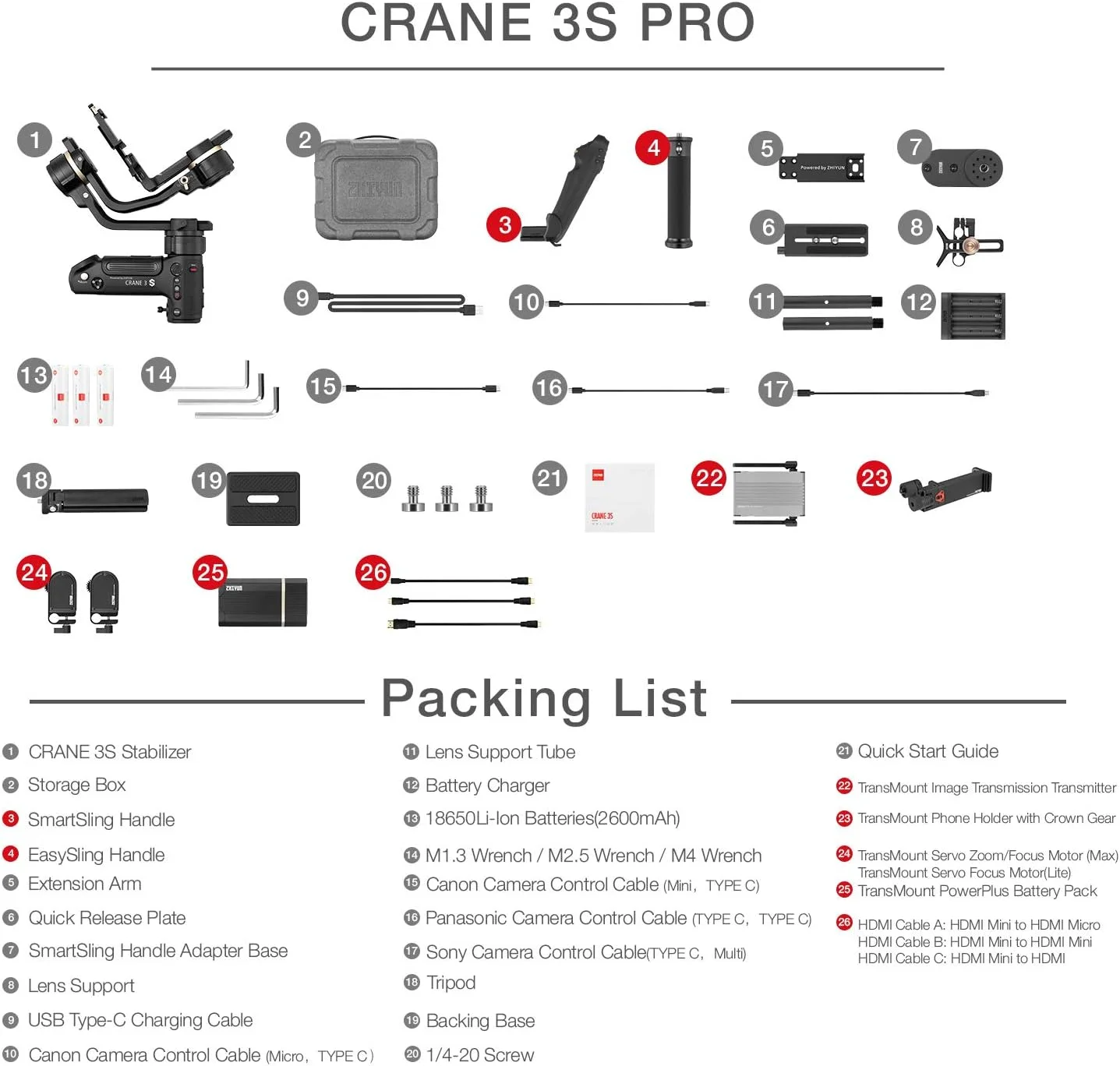 کیت حرفه ای ژیون کرین 3S [اورجینال] لرزشگیر گیمبال 3 محوره دستی برای دوربین های DSLR سینمایی و فیلمبرداری (پکیج PRO)