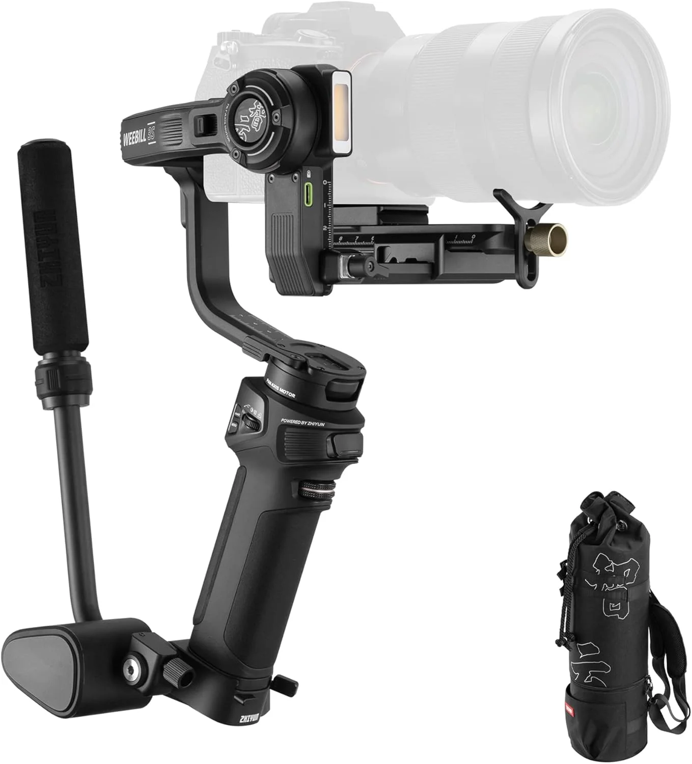 استابلایزر گیمبال کمبو ZHIYUN Weebill 3S برای دوربین های DSLR و بدون آینه کانن/نیکون/سونی/پاناسونیک/فوجی فیلم، فیلمبرداری عمودی، گریپ اسلینگ قابل افزایش