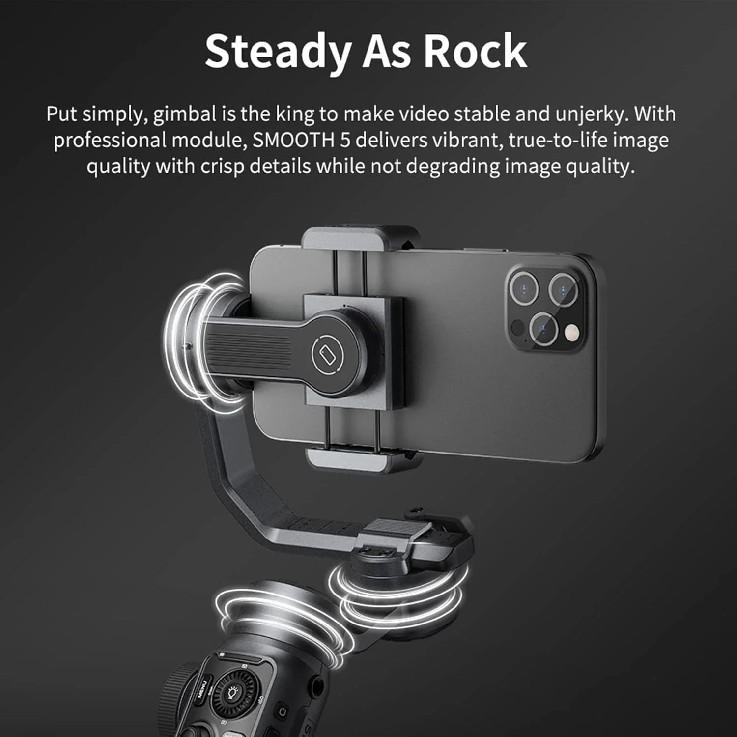 لرزشگیر گیمبال موبایل ژیون اسموث 5 کمبو، تثبیت کننده 3 محوره قابل حمل برای گوشی های هوشمند اندروید و آیفون به همراه سه پایه، نور LED و کیف حمل برای ضبط ویدیو، ولاگ، یوتیوب و تیک تاک