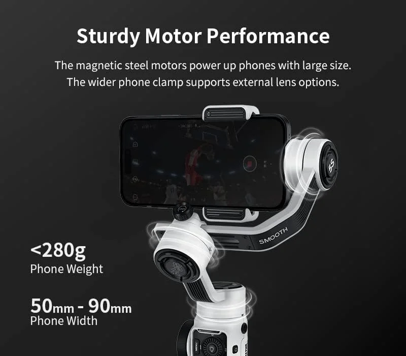 لرزشگیر گیمبال دستی ZHIYUN Smooth 5S Combo با چراغ های مغناطیسی دو طرفه برای گوشی های هوشمند آیفون و اندروید - لرزشگیر قابل حمل برای ولاگ، یوتیوب، تیک تاک، و ویدیو زنده لرزشگیر گیمبال دستی ZHIYUN Smooth 5S Combo با چراغ های مغناطیسی دو طرفه برای گوشی های هوشمند آیفون و اندروید - لرزشگیر قابل حمل برای ولاگ، یوتیوب، تیک تاک، و ویدیو زنده