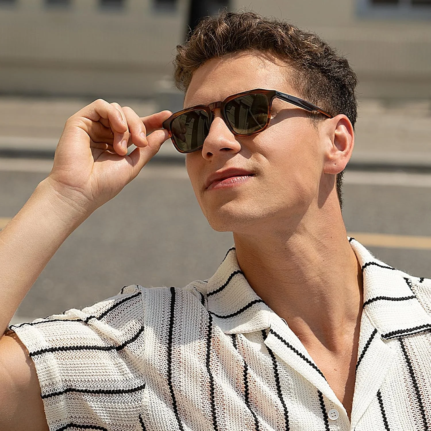 عینک آفتابی مردانه پلاریزه استات CARFIA، محافظت در برابر اشعه ماوراء بنفش، عینک های شیک و جذاب رترو برای رانندگی، گلف و ماهیگیری مدل CA5352