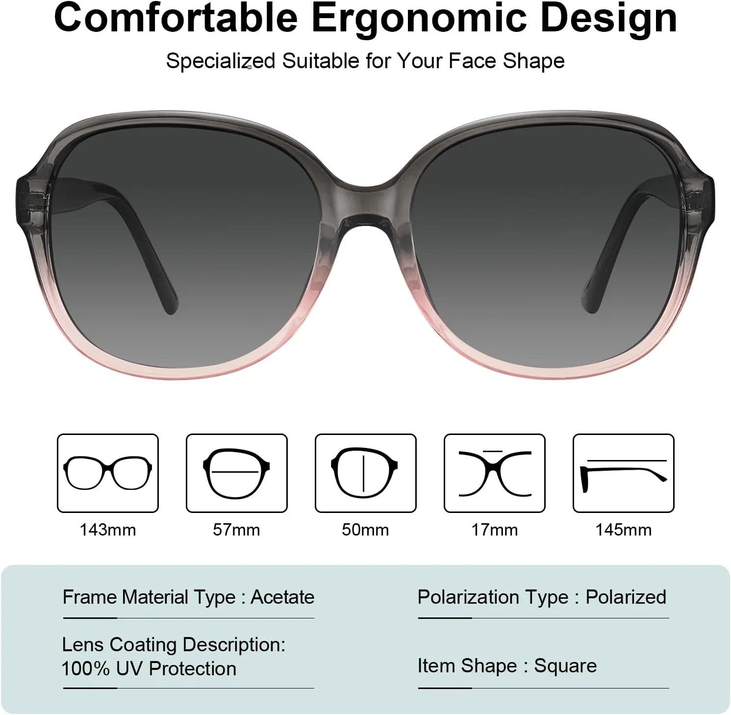 عینک آفتابی پلاریزه استات CARFIA زنانه، محافظت در برابر اشعه ماوراء بنفش، مدل CA2024 عینک آفتابی پلاریزه استات CARFIA زنانه، محافظت در برابر اشعه ماوراء بنفش، مدل CA2024
