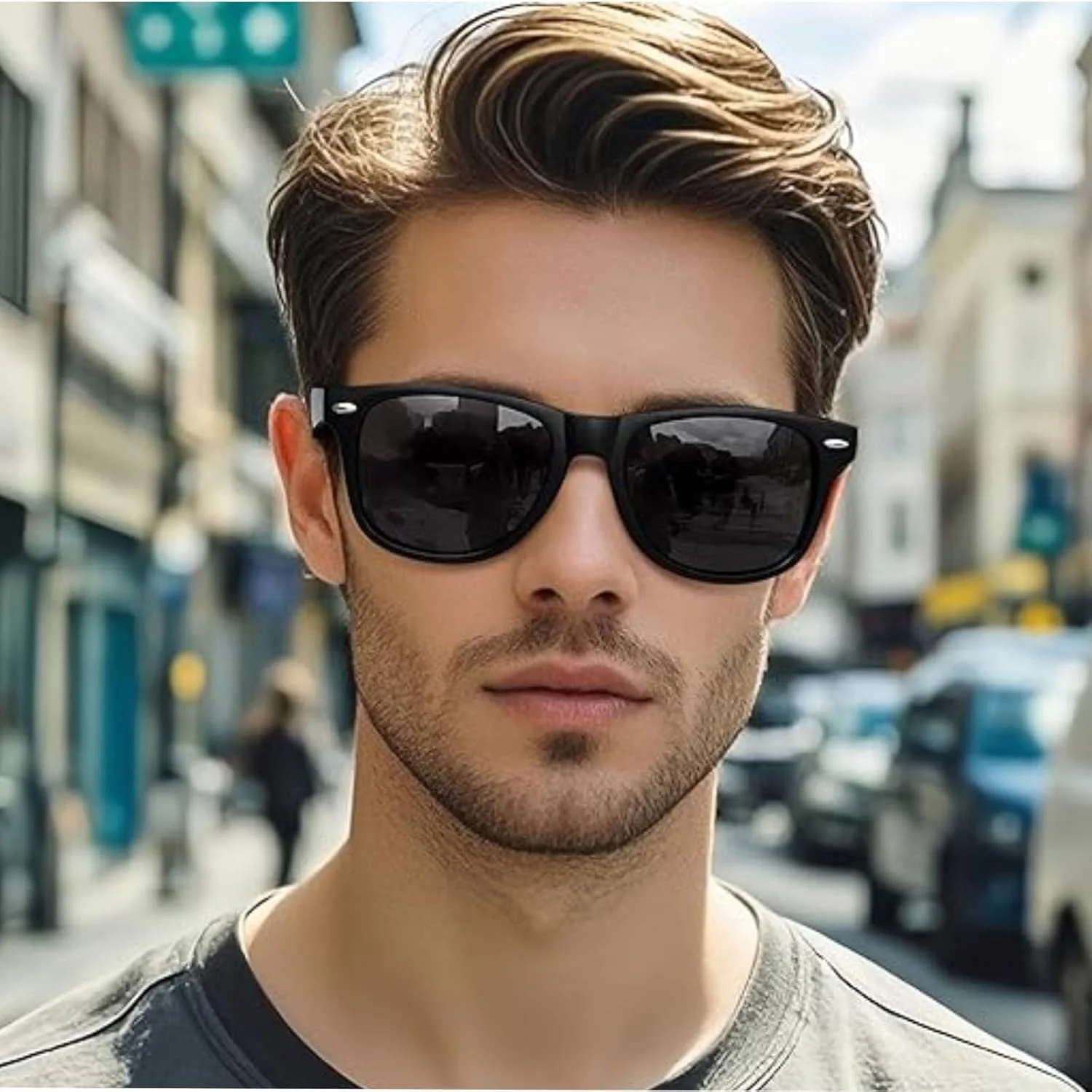 عینک آفتابی پلاریزه Adando مردانه: عینک های پلاریزه با محافظت UV400 برای زنان - عینک آفتابی مشکی رترو با کیف پارچه ای عینک، پارچه عینک، کارت تست پلاریزه و جعبه - عینک برای رانندگی، ماهیگیری و مسافرت