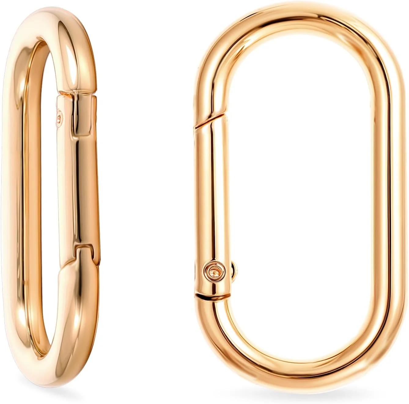 گیره حلقه ای فنری کیف LLOUSSAK، گیره کارابین طلایی حلقه کلید طلایی برای بند کیف جاکلیدی، گیره بند کیف سگک گرد آلیاژی، قلاب کلید، گیره افزایش دهنده بند کیف برای کیف و کیف پول، 2 عدد