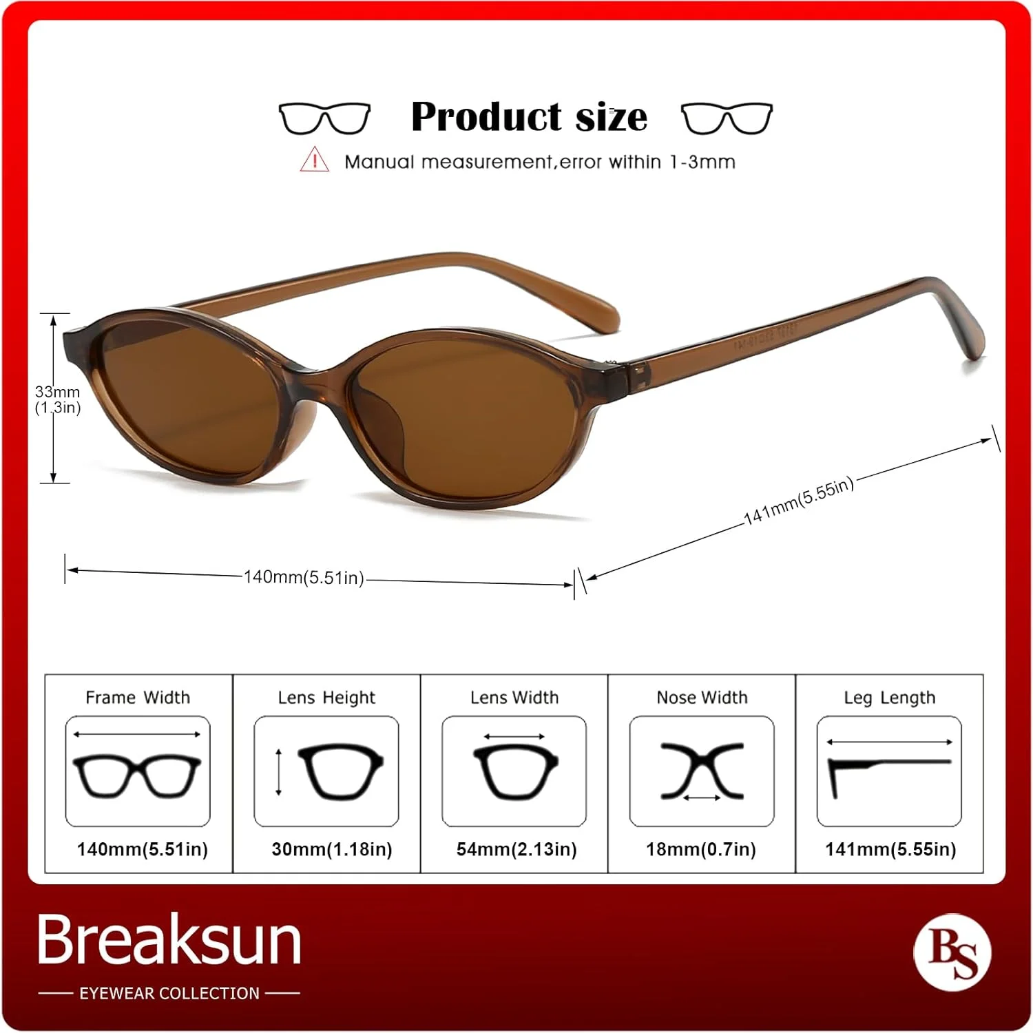 عینک آفتابی بیضی رترو Breaksun زنانه، عینک آفتابی باریک و گربه‌ای مد روز، سایه‌های وینتیج دهه 90