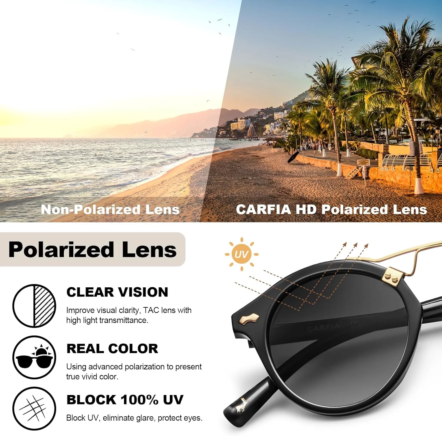 عینک آفتابی زنانه Carfia مدل Ts5395