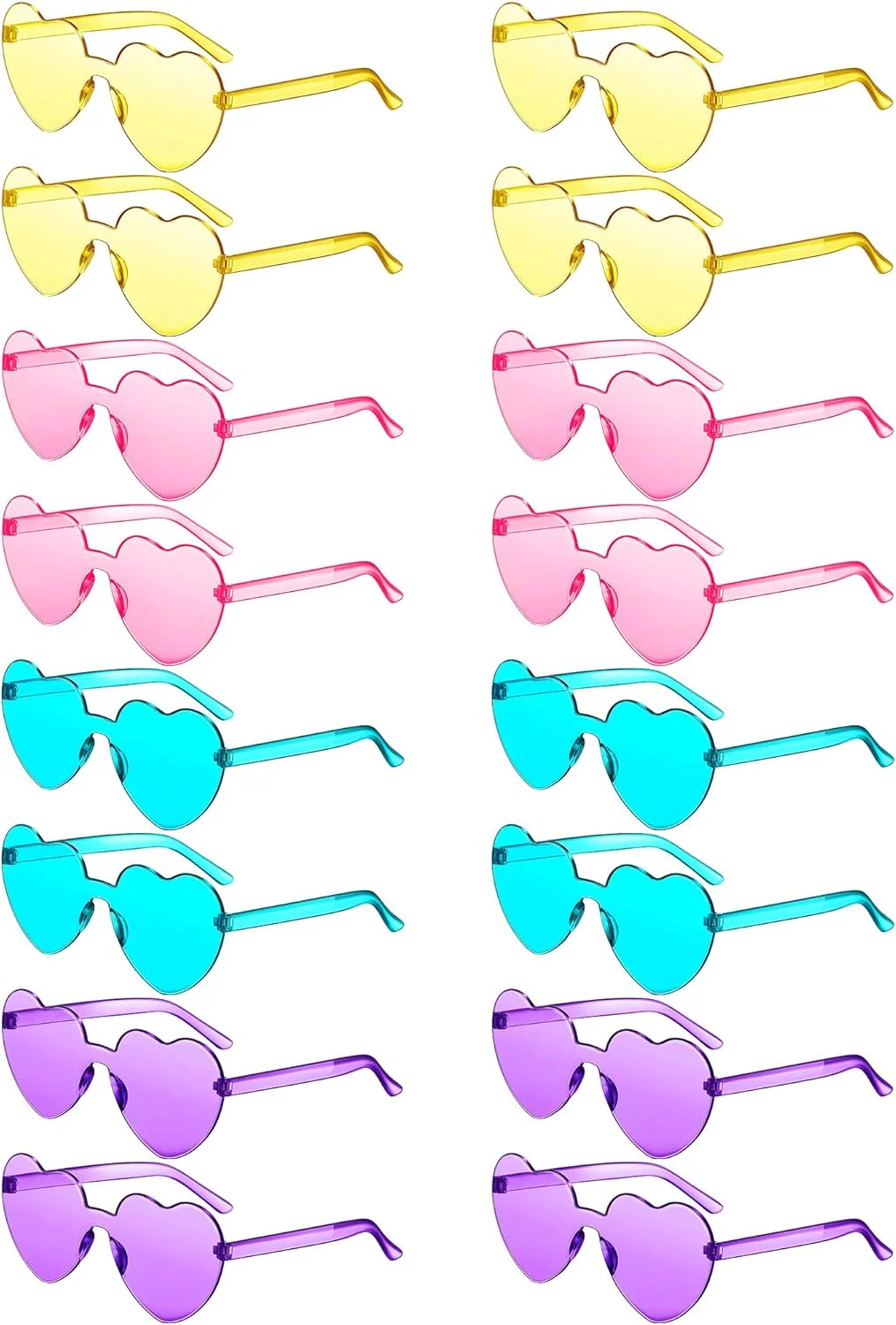 عینک آفتابی بدون فریم قلبی شکل Colzzy، 16 جفت، رنگ آبنباتی، مناسب مهمانی و بانوان عینک آفتابی بدون فریم قلبی شکل Colzzy، 16 جفت، رنگ آبنباتی، مناسب مهمانی و بانوان