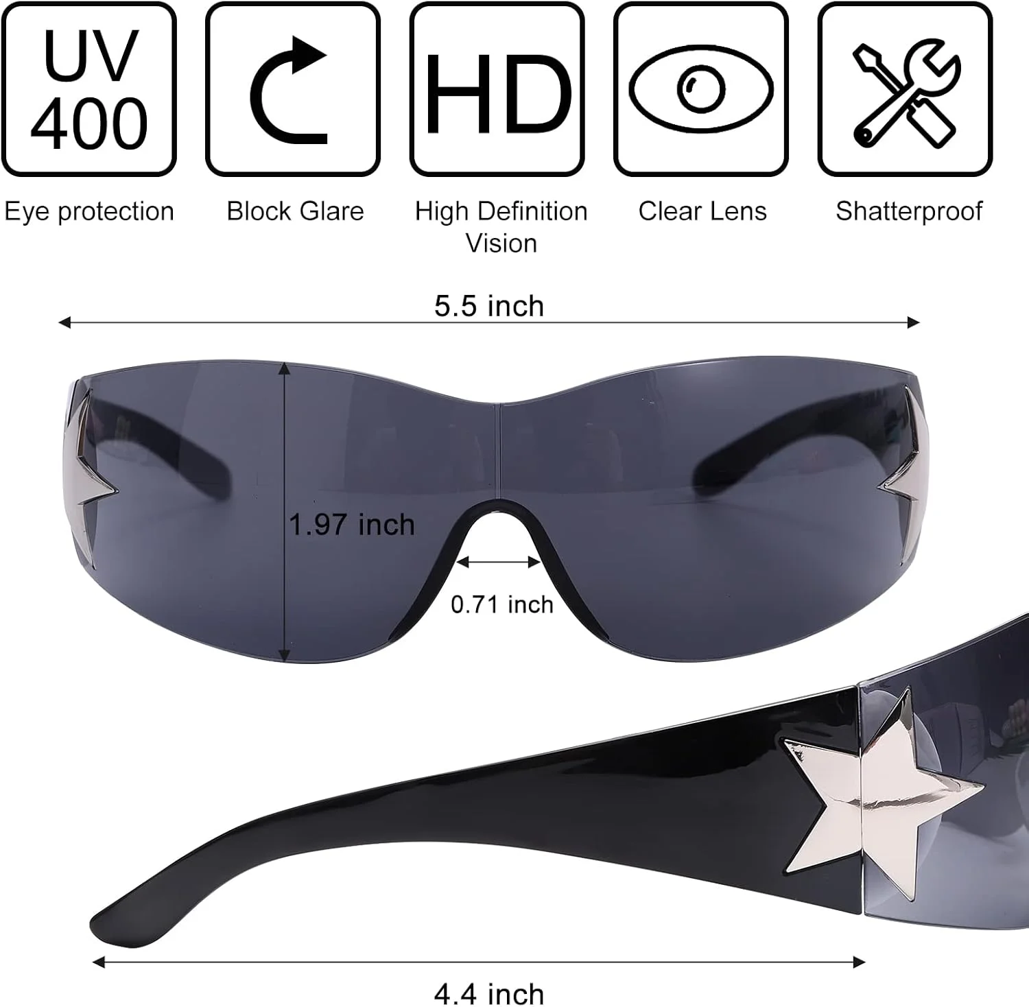 عینک آفتابی وای تو کی بدون فریم زنانه مردانه، عینک آفتابی شیلد ترندی دور پیچیده بزرگ فشن بدون فریم عینک آفتابی وای تو کی بدون فریم زنانه مردانه، عینک آفتابی شیلد ترندی دور پیچیده بزرگ فشن بدون فریم