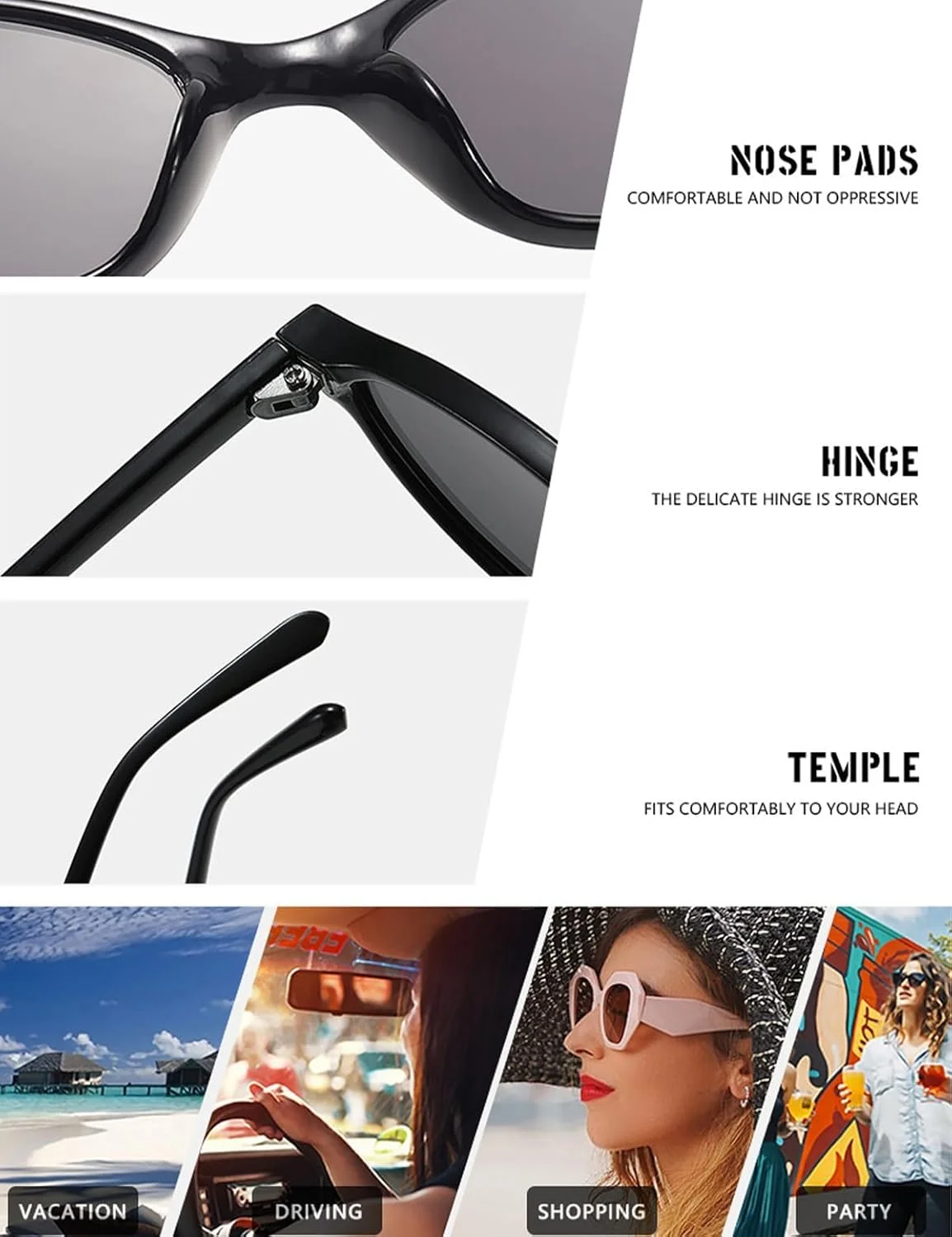 عینک آفتابی بیضی کوچک کلاسیک زنانه، عینک آفتابی گربه ای مد روز 3 عددی، سایه های باریک سبک وزن کوچک