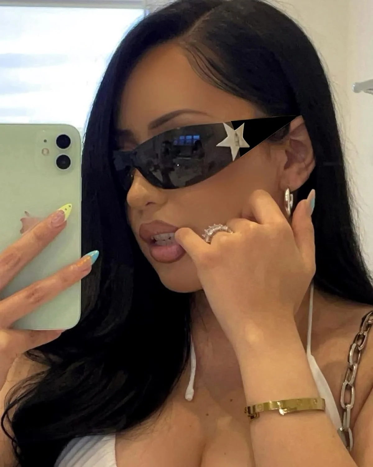 عینک آفتابی وای تو کی بدون فریم زنانه مردانه، عینک آفتابی شیلد ترندی دور پیچیده بزرگ فشن بدون فریم عینک آفتابی وای تو کی بدون فریم زنانه مردانه، عینک آفتابی شیلد ترندی دور پیچیده بزرگ فشن بدون فریم