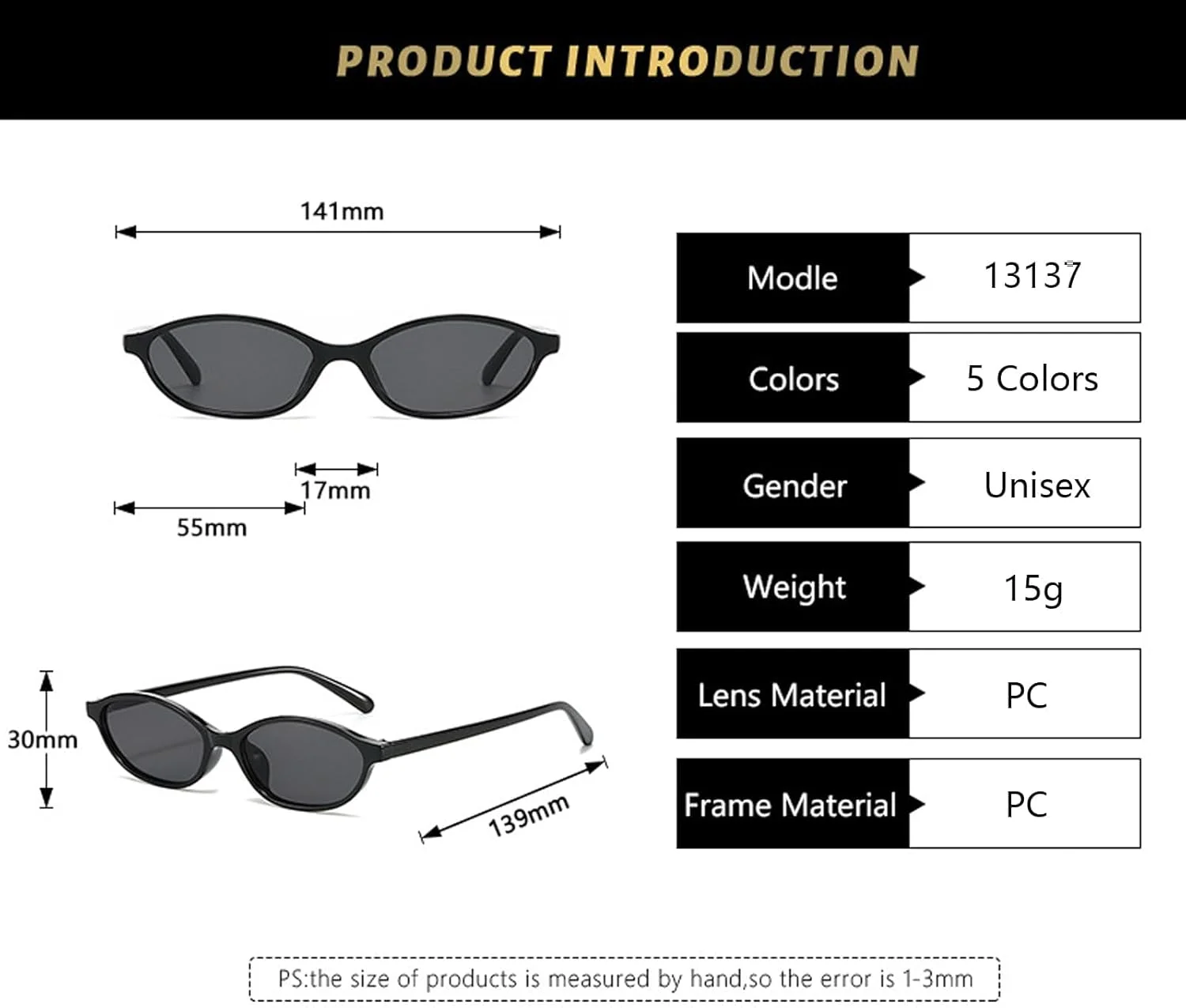 عینک آفتابی بیضی کوچک کلاسیک زنانه، عینک آفتابی گربه ای مد روز 3 عددی، سایه های باریک سبک وزن کوچک