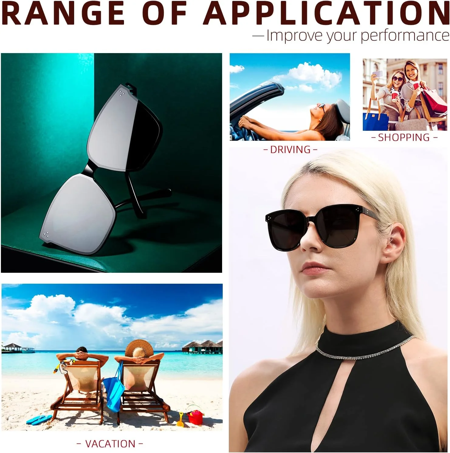 عینک آفتابی زنانه کلوسین، بزرگ، پلاریزه، با لنز نایلونی محافظ UV400، مناسب برای فضای باز، رانندگی و ماهیگیری