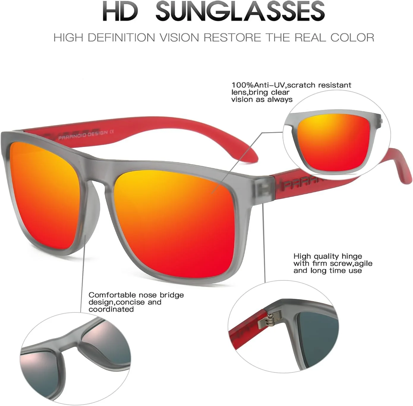 عینک آفتابی پلاریزه مردانه و زنانه DUBERY با محافظت UV400، عینک آفتابی مربعی رانندگی، سایه های مد روز P8818