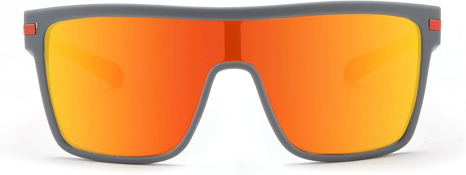 عینک آفتابی اسپرت پلاریزه FEISEDY مدل TR90 با طراحی فلت تاپ، مربعی بزرگ و ترندی، مناسب زنان و مردان، UV400 مدل B0104