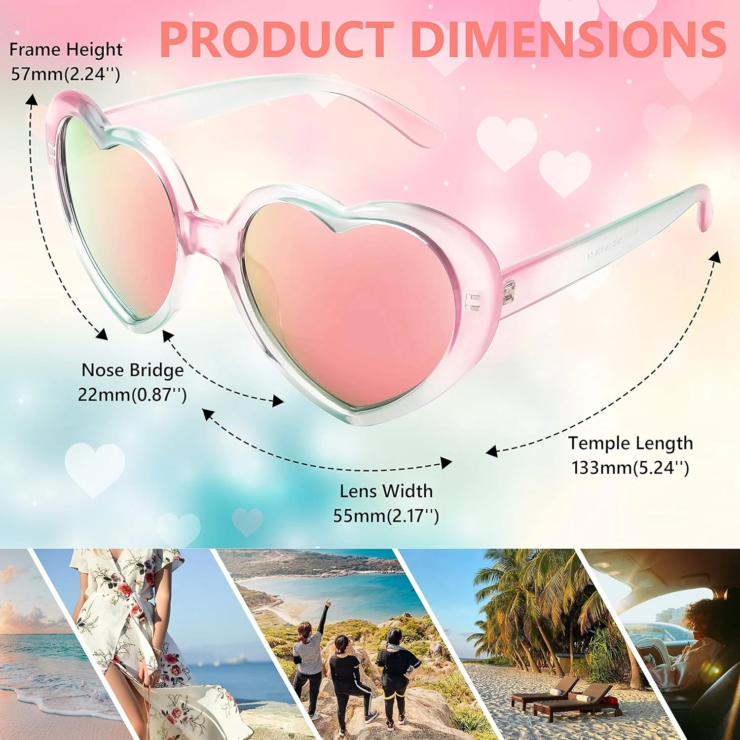 عینک آفتابی قلبی پلاریزه FEISEDY، عینک های بزرگ مد روز و قدیمی عشق برای زنان UV400 B2337 عینک آفتابی قلبی پلاریزه FEISEDY، عینک های بزرگ مد روز و قدیمی عشق برای زنان UV400 B2337