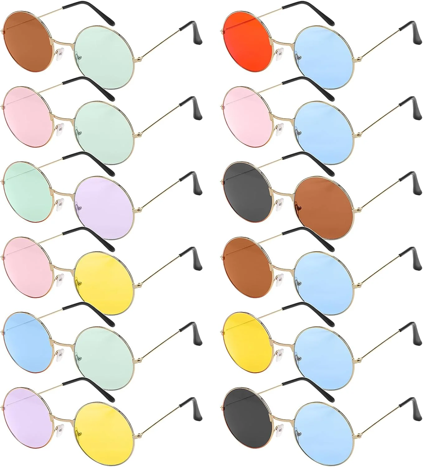 فلوتسان بسته 12 عددی عینک آفتابی گرد هیپی فلزی دو رنگ، عینک های دایره ای به سبک رترو دهه 70، محافظت در برابر اشعه ماوراء بنفش، عینک های یونیسکس برای مهمانی ها، رویدادها و استفاده روزانه فلوتسان بسته 12 عددی عینک آفتابی گرد هیپی فلزی دو رنگ، عینک های دایره ای به سبک رترو دهه 70، محافظت در برابر اشعه ماوراء بنفش، عینک های یونیسکس برای مهمانی ها، رویدادها و استفاده روزانه