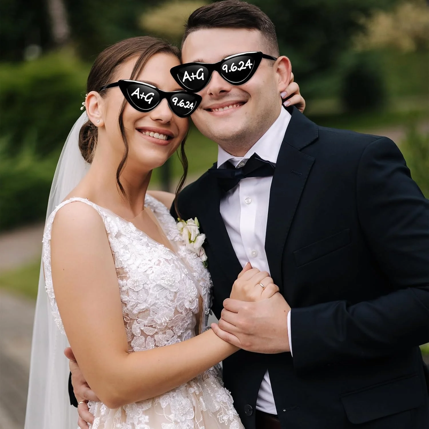 فلوتسان 12 عدد عینک آفتابی شخصی سازی شده عروسی، عینک آفتابی عمده فروشی طرح چشم گربه ای سفارشی با 4 قلم رنگ برای گیفت های مهمانی سفارشی