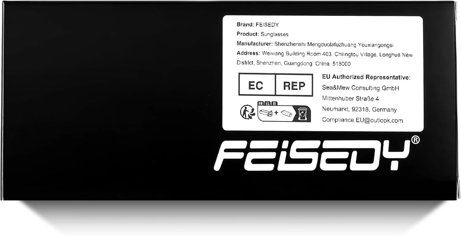 عینک آفتابی پلاریزه FEISEDY، فریم مربعی بزرگ و ترند زنانه با مروارید درخشان مدل B2821